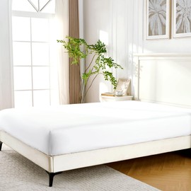 ROSE&RISY White Twin Fitted Sheet,Soft and Breathable for Sleeping,Cooling Fitted Sheets,16“ Deep Pocket, 1pack (White, Twin)