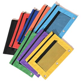Wanfoou Pencil Pouch 3 Ring 8 Pack Pencil Pouch for 3 Ring Binders, Zip Binder Pencil Bag Transparent High Performance Organiser with Bright Colour & Plastic Window
