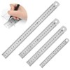 KIPTVO 4PCS Metal Ruler, Ruler Stainless Steel Ruler 15cm 20cm
