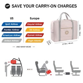 Cabin Bag 45x36x20 for Easyjet Airlines Underseat Luggage Bag Travel Duffel Holdall Bag Carry on Hand Weekend Bag for Women and Men 25L (Beige)