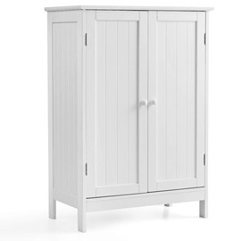GLACER Bathroom Floor Cabinet, Wooden Freestanding Storage Cabinet with Double Doors, Suitable for Bathroom, Living Room, Bedroom, Entryway, 23.5 x 14 x 34 inches (White)