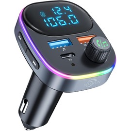 【2025 Evolution Model Bluetooth 5.3】SOARUN FM Transmitter Car Charger QC3.0 Fast Charging PD20W Compatible USB*2 Ports/Type-C*1 Port 3 Devices Simultaneously Charging Siri & Google Assistant