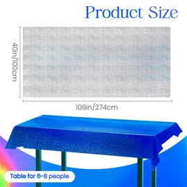 Sparkling Holographic Laser Tablecloth - Shimmering, Waterproof, Easy to Clean - Ideal for Bachelorette, Birthday, Wedding, and Anniversary Party Decorations (Dark Blue & Red & Silver, 3)