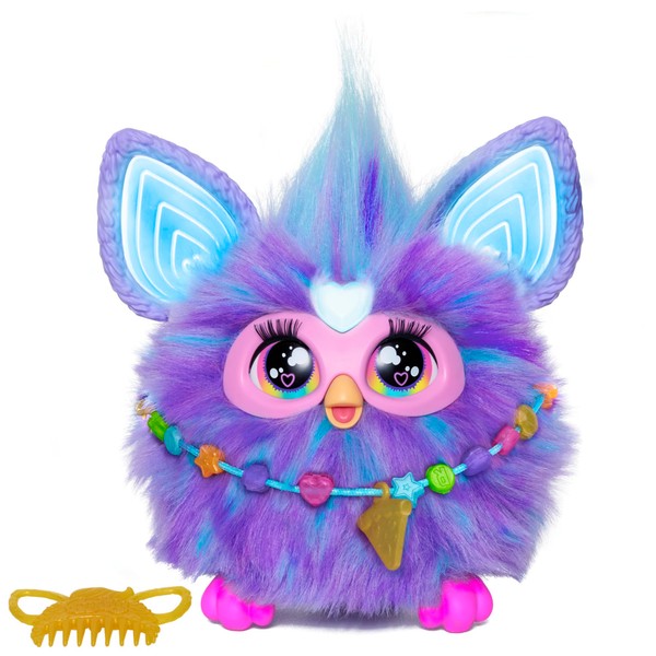 Furby Purple Interactive Toy with Voice Activation for Children Aged 6 and Above, 15 Fashion Accessories, Plush Toy, Electronic, Animatronic