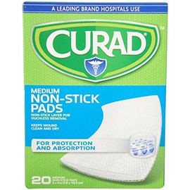 CURAD Sterile Nonstick Pads 3" x 4", Not Made From Natural Rubber Latex, 20 Count