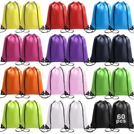 WSBArt Drawstring Backpack 60 Pcs String Bags, Drawstring Bag Waterproof Draw string Backpacks for Sports
