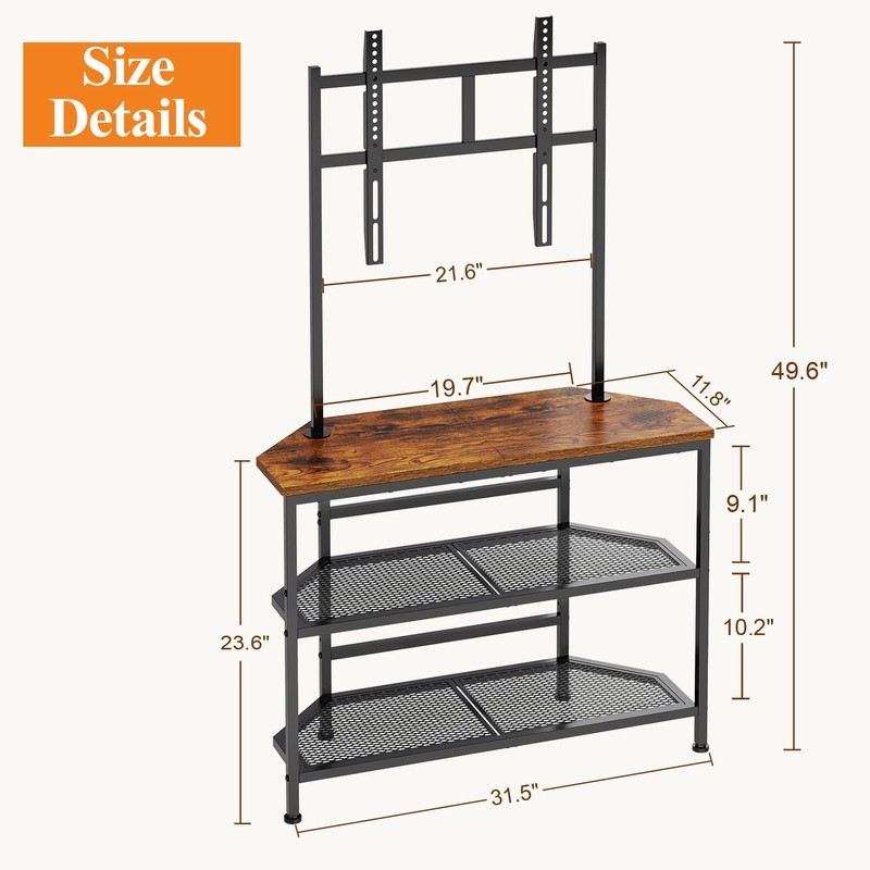23" to 60" Floor Corner TV Stand For Bedroom With