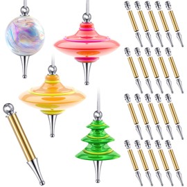 CroBlissful 20 Set Christmas Tree Ornament Woodturning Project Kit, Christmas Crafts DIY Tree Hanging Decoration Holiday Ornaments Turning Kit Xmas Ornaments Making Supplies(Brass)