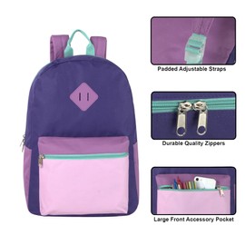 Trail maker Wholesale Backpacks in Bulk 24 Pack for Kids, School, Homeless for Nonprofit with Padded Straps (Girls Color Assortment)