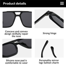 Wnddle Square Sunglasses, Mens Sunglasses, Polarized Sunglasses Men, Polarized UV Protection Trendy Designer Sun Glasses (A)