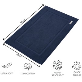 PandaHome Badvorleger Set aus 100% Baumwolle - 2 Stück Badematte - Duschvorleger Duschmatte, Schnelltrocknend Weich Saugstark 1000 g/m² (Blau)