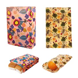 2 Packs Reusable Beeswax Food Storage Bags, Eco-Friendly Organic Beeswax Packaging Bags, Eco Food Bags, Bread Bags, Snack Bags,Sandwich Wrap, Vegetable Storage Bags