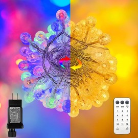 RaThun Multicolor Crystal Globe String Lights Plug in 116 Ft. 200 LED 8 Modes with Remote,Waterproof Fairy String Lights for Indoor Outdoor Bedroom Party Wedding Garden Christmas Tree Decor