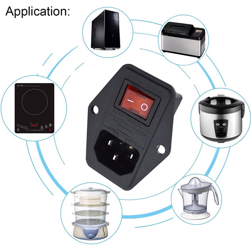 Xiatiaosann 3 PCS Inlet Module Plug, Rocker Switch Power Socket