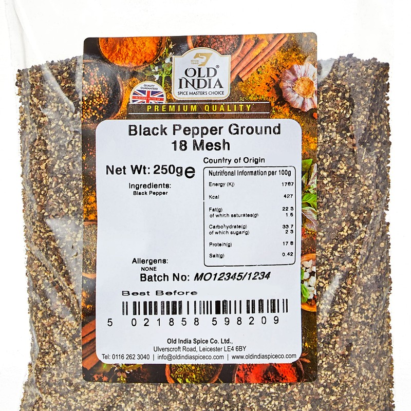 Old India Black Pepper Ground 18 Mesh 250g