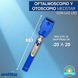 MEDSTAR | Estuche de Oftalmoscopio y Otoscopio con Iluminación de Fibra Óptica (Azul)