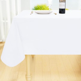 Smiry Rectangle Table Cloth 54x78 Inch, Waterproof Wipeable Vinyl Tablecloths Protector, Oil Spill Proof Plastic Table Cover for Dining, Picnic, Camping, Outdoor, White