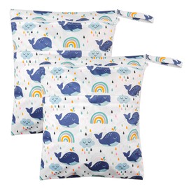 MOLENCO Pack of 2 Wet Bag Nursery Wet Bag Nappy Bags Large Washable Wet Bag with Zip for Toddler Nappies Travel Beach Pool