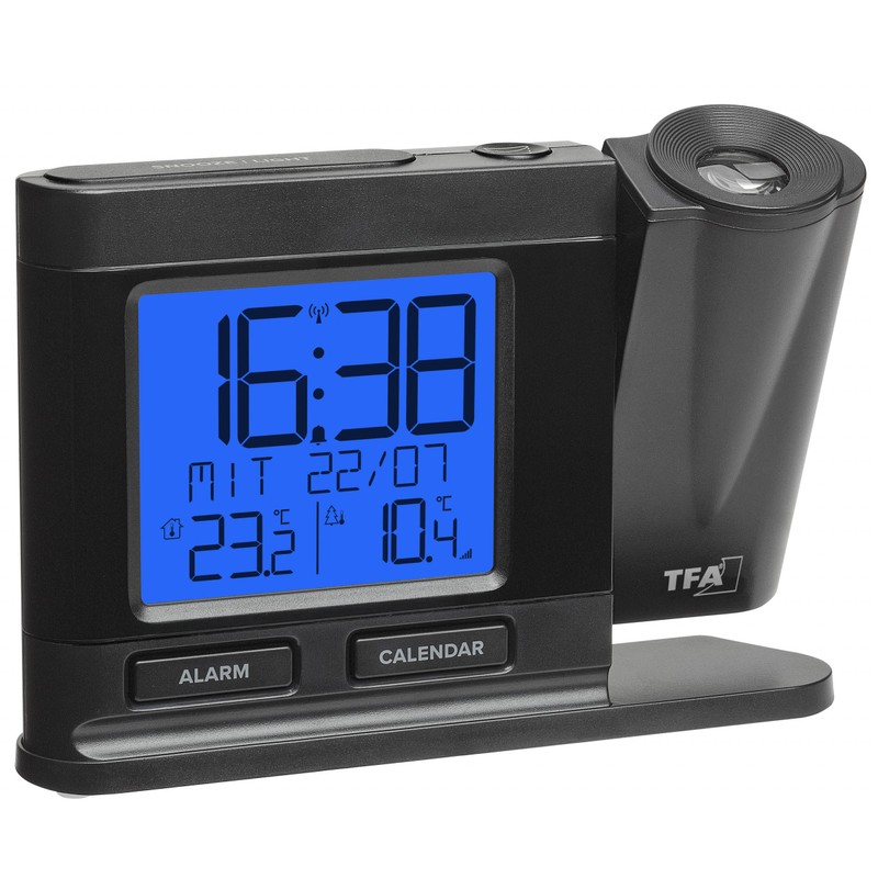 TFA Dostmann 60.5018.01 Wireless Projection Alarm Clock with Outdoor Transmitter