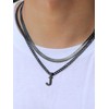 P.BLAKE Layered Initial A-Z Pendant Necklace for Men, Stainless Steel