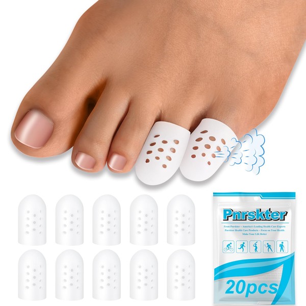 Pinky Toe Protector, (20pcs) Breathable Toe Cap, Gel Toe Sleeve,Toe Covers Great for Blisters, Corns, Hammer Toes, Toenails Loss (Aloe Vera Extract Infused Silicone Materials)