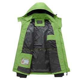 Spmor Men's Outdoor Sports Hooded Windproof Jacket Waterproof Rain Coat Green Large