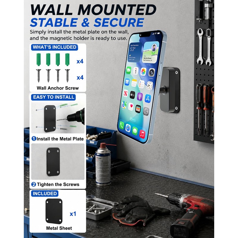 CANHET Magnetic Phone Mount for Tractor with Strong Magnetic Base
