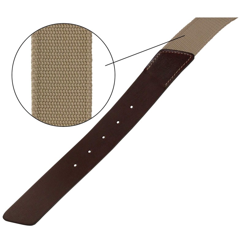 HC Men's Premium Leather Belt with Fabric Insert, dark brown