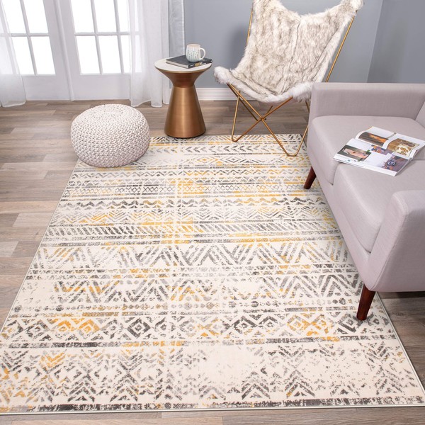 Rugshop Geometric Bohemian Design Area Rug 3'3" x 5' Yellow