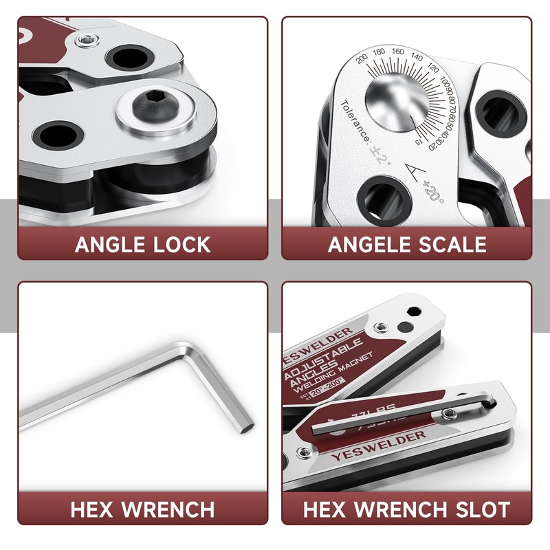 YESWELDER Adjustable Angle Welding Magnet 20-200° Magnetic Welding Holder of