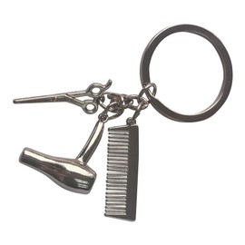 AMOBESTER Hair Salon Keychain Barber Keychain with Mini Scissors Ram Comb Charm Keyring Birthday Gift for Men and Women