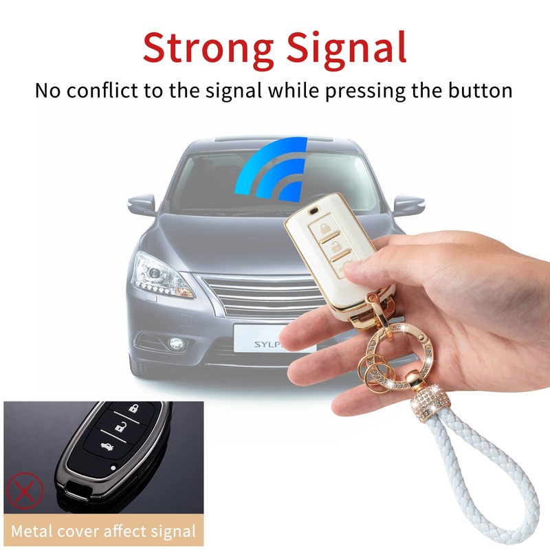 Gematay for Mitsubishi Key Fob Cover with Keychain Lanyard, Key