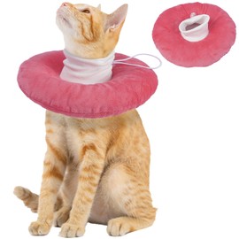 Adjustable Cat Recovery Cone, Comfortable & Lightweight Elizabethan Collar to Stop Licking or Scratching, Suitable for Skin Disease & Wounds Protection After Surgery, Pink Medium