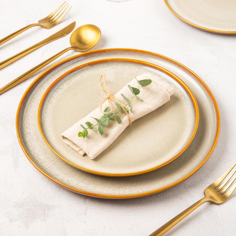 LERATIO Ceramic Dinner Plates Set of 6, 10.5 Inch Reactive
