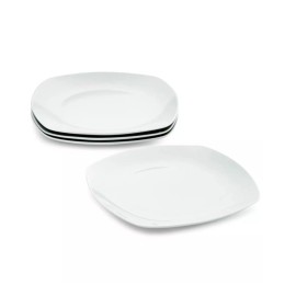 the cellar basics Square Salad Plates - Set of 4 - Soft edge - Porcelain - White