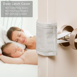 Leadiy Door Silencer, Padded Door Latch Cover for Baby, 3Pcs/Set Quiet Door Closer Cushion, 4 x 3 inches Light Sleepers Noise Reduced, Prevent from Locking for Toddler Safety(Begie)
