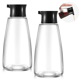LOYIM 2 Pcs 9.6 oz Glass Cruet Dispenser for Olive Oil Vinegar Soy Sauce Dispenser Oil Bottle Soy Sauce Container for Kitchen Cooking Barbecue