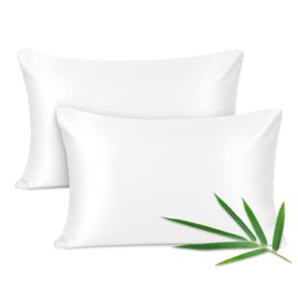 Joyhabit Bamboo Cushion Cover, 40 x 60 cm, 100% Pure Natural, Soft and Silky for Baby, Vegan and Environmentalists, Pack of 2, Snow White