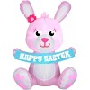 Gemmy 3.5ft Gemmy Airblown Inflatable PINK Easer Bunny Holding "Happy