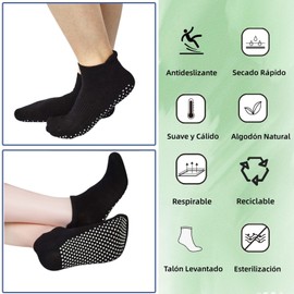 4 Pares Calcetines de Yoga para Mujeres y Hombres, Calcetas de Pilates Antideslizantes, Calcetines Deportivos Cómodos y Transpirables, Adecuado para Yoga, Pilates, Ballet, Fitness (Multicolor L)