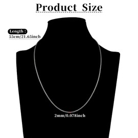 DIVINA VITAE Stainless Steel Necklace for Women Men Black Rolo Cable Necklace Chain 2mm 21.6in