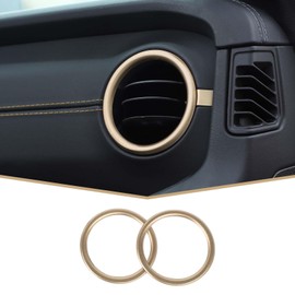 JeCar Dashboard Air Conditioner Vent Ring Aluminum Alloy AC Outlet Trim Cover Interior Accessories Compatible with Jeep Wrangler JL JLU 2024, Gold