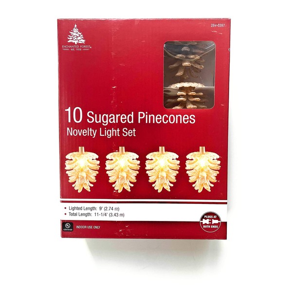 10 Sugared Pinecones Novelty Light Set: Indoor/Outdoor