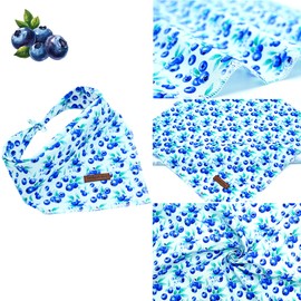 Lionheart glory Blueberries Print Dog Bandana 1 Pack Washable Soft Pet Scarf, Square Adjustable Bandanas for Medium Large Dogs