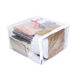 5-Pack Clear Vinyl Zippered Storage Bags 11 x 11 x 6 Inch for Blankets, Sweaters and Pants