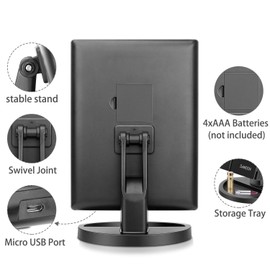 deweisn Tabletop Mount Trifold Lighted Vanity Mirror with 21 LED Lights, Touch Screen and 3X/2X/1X Magnification, Two Power Supply Mode Make up Mirror,Travel Mirror