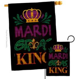 Mardi Gras King Banner Burlap Wall Decor Room Patio Porch Lawn Garden Flag Outdoor Yard Decorations Indoor Art Tapestry Masquerade Party Spring Carnival Festival Holiday French Gifts Made In USA
