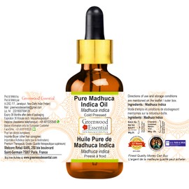 Greenwood Essential Pure Madhúca Indica Oil (Madhuca indica) with Glass Dropper Natural Therapeutic Quality Cold Pressed (Pack of Two) 100 ml x 2 (6.76 oz)
