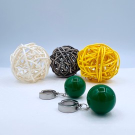 Japanese Earrings for Men - Potara Earring - Potara Earrings - Potara Clip On Earrings (Forest Green - Silver)