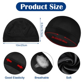Hpmjz 3 Pcs Stocking Wave Cap Silky Elastic Band Cap Stretchy Hair Bonnet Skull Wave Lightweight Beanie Caps Sleeping Shower Caps Soft Breathable Hat for Man Women Adult Hip-hop Lovers Black